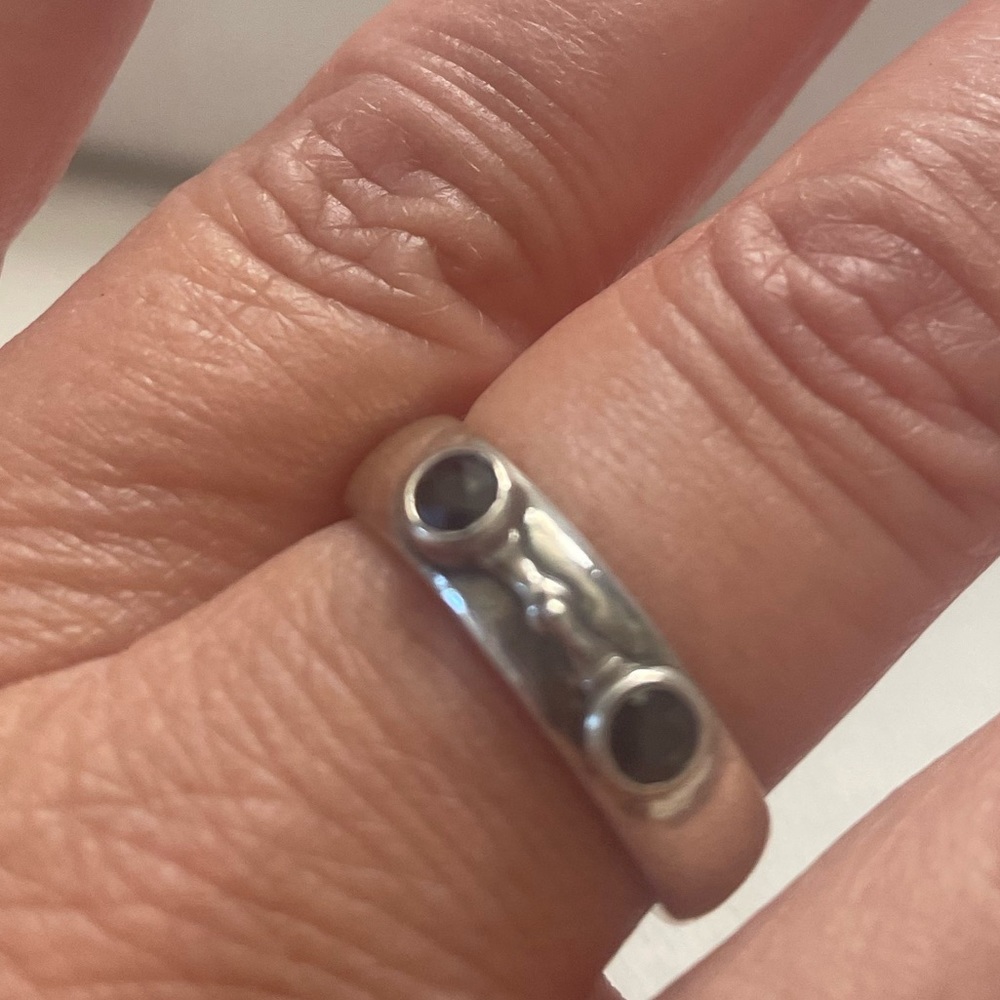New-Sterling Silver Snaffle Bit Ring W/3mm Synthe… - image 4